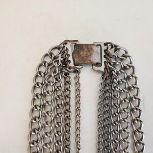 Vintage Silver Tone Metal Multi-Layer Chain Necklace